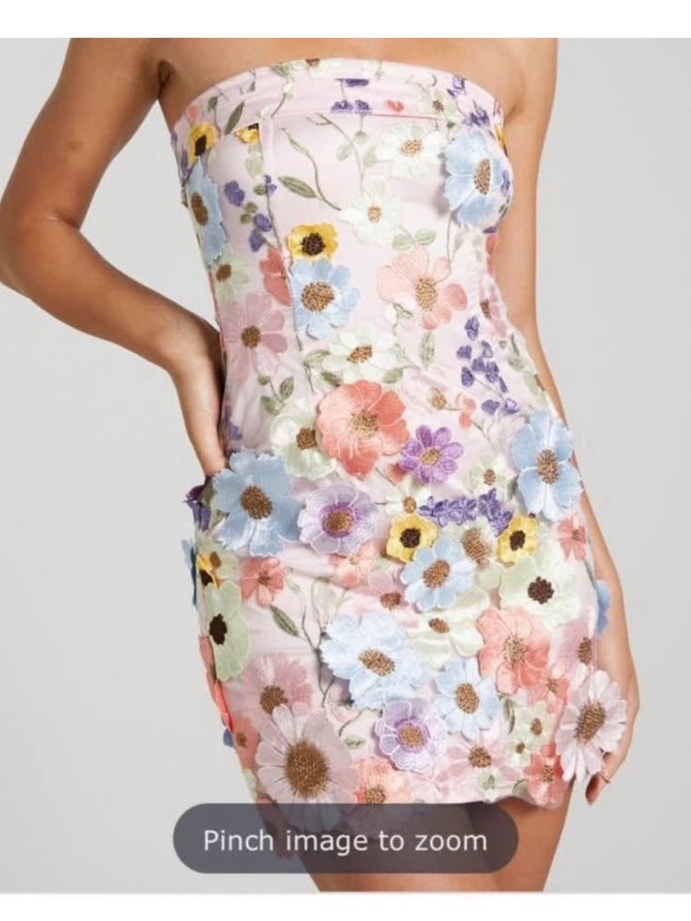 Showpo strapless pink floral dress